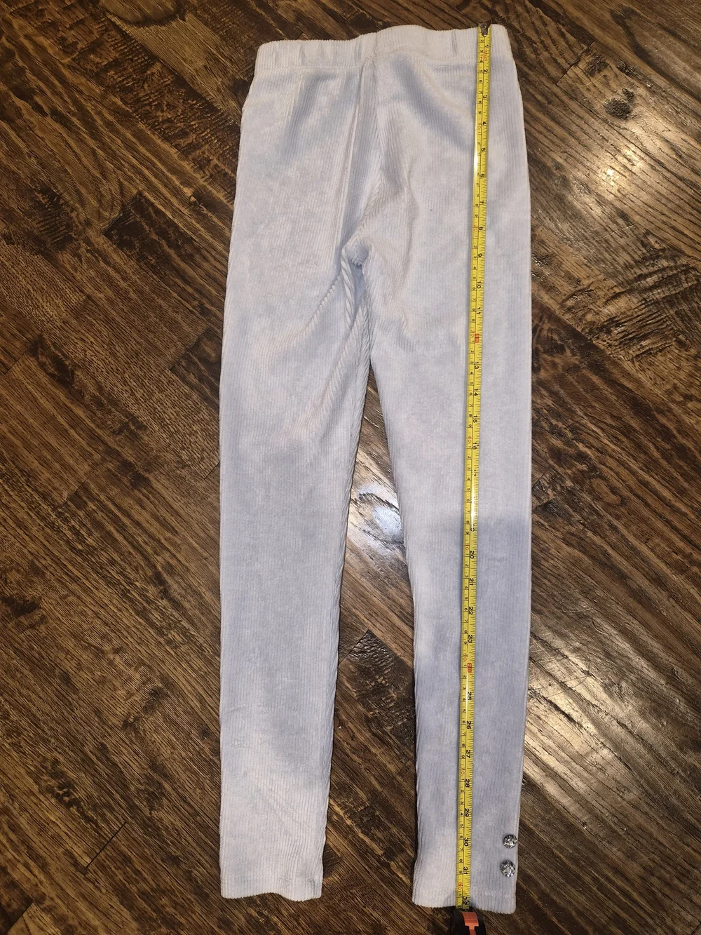 Girls Gymboree Pale Blue Ribbed Leggings with Ankle Button Accents Sz 10
